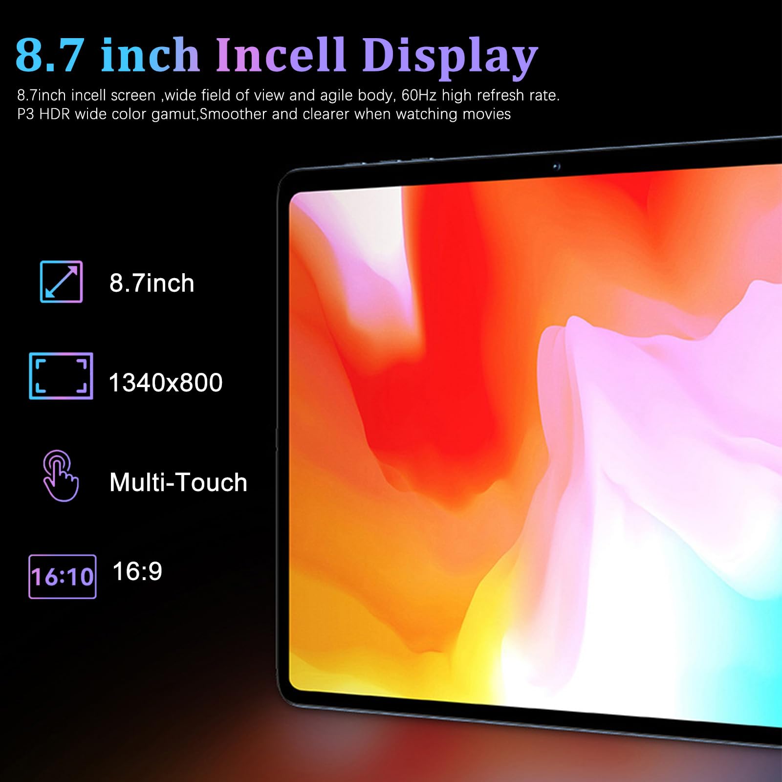 Crelander 8.7 Inch Android 15 Tablet, 16GB+128GB Android Tablet with HD IPS 1340x800, 5MP+13MP Camera, 5000mAh Battery, Bluetooth/WiFi, Small Android Tablet with Case (Upgraded Version)