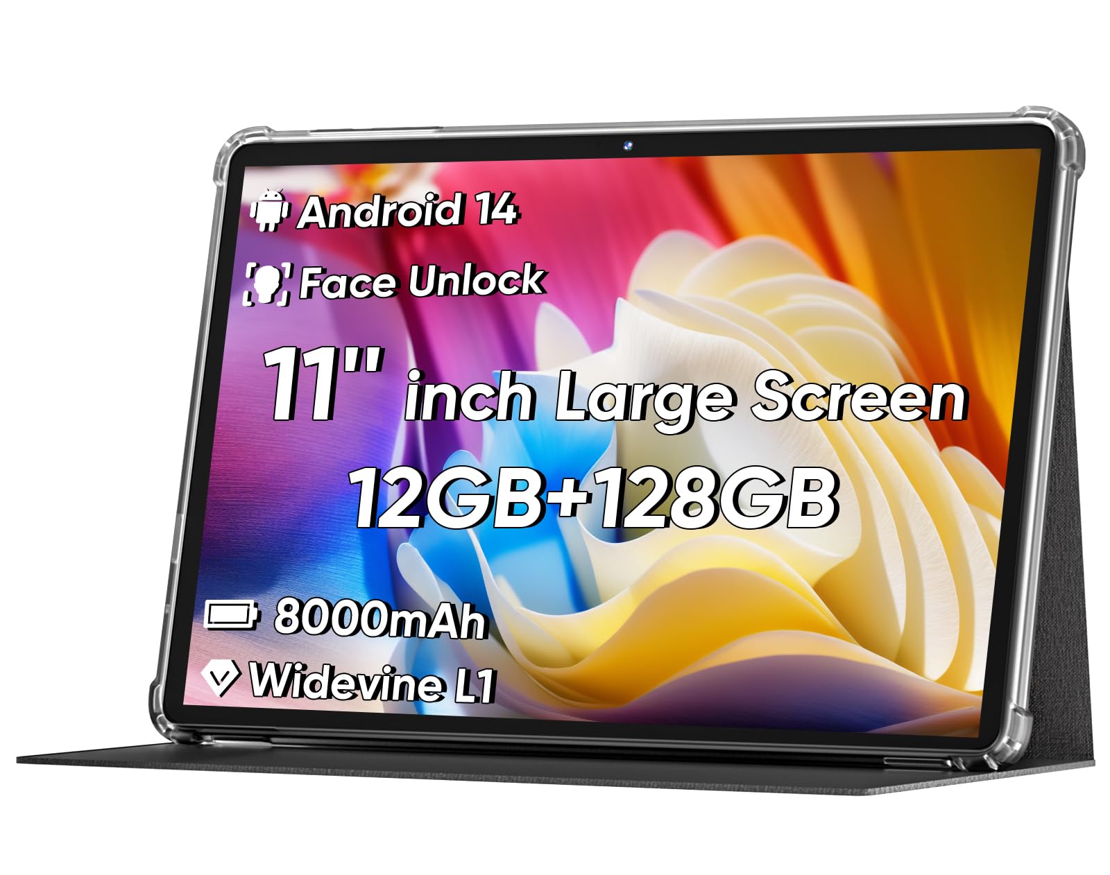 2026 Android 16 Tablet 11inch, Face Unlock, 18W Fast Charging, 32GB+128GB+1TB Expand, Octa-core CPU, 8000mAh Large Battery, WiFi6, Touchscreen Display, Widevine L1 Tableta, Blue