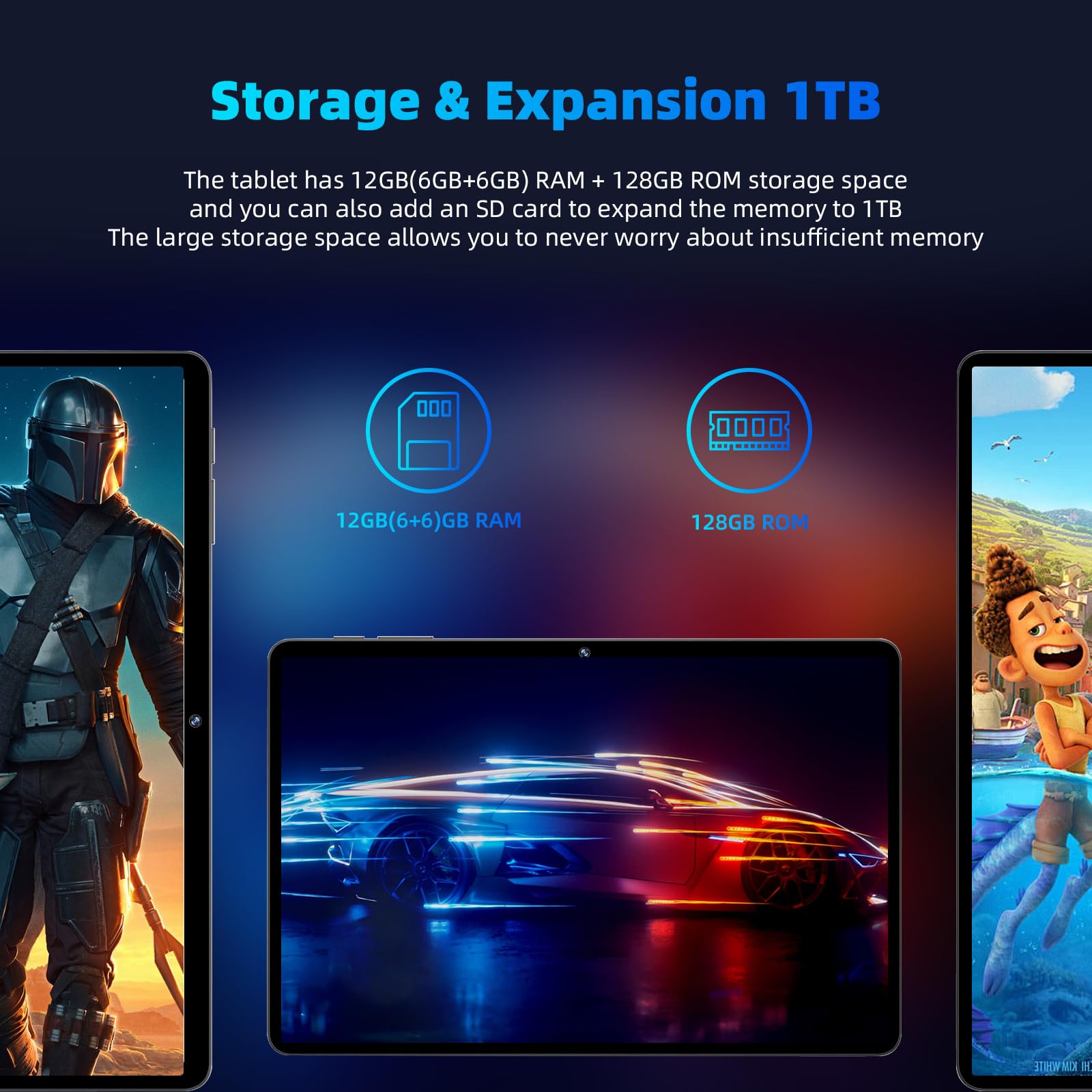 2026 Android 16 Tablet 11inch, Face Unlock, 18W Fast Charging, 32GB+128GB+1TB Expand, Octa-core CPU, 8000mAh Large Battery, WiFi6, Touchscreen Display, Widevine L1 Tableta, Blue