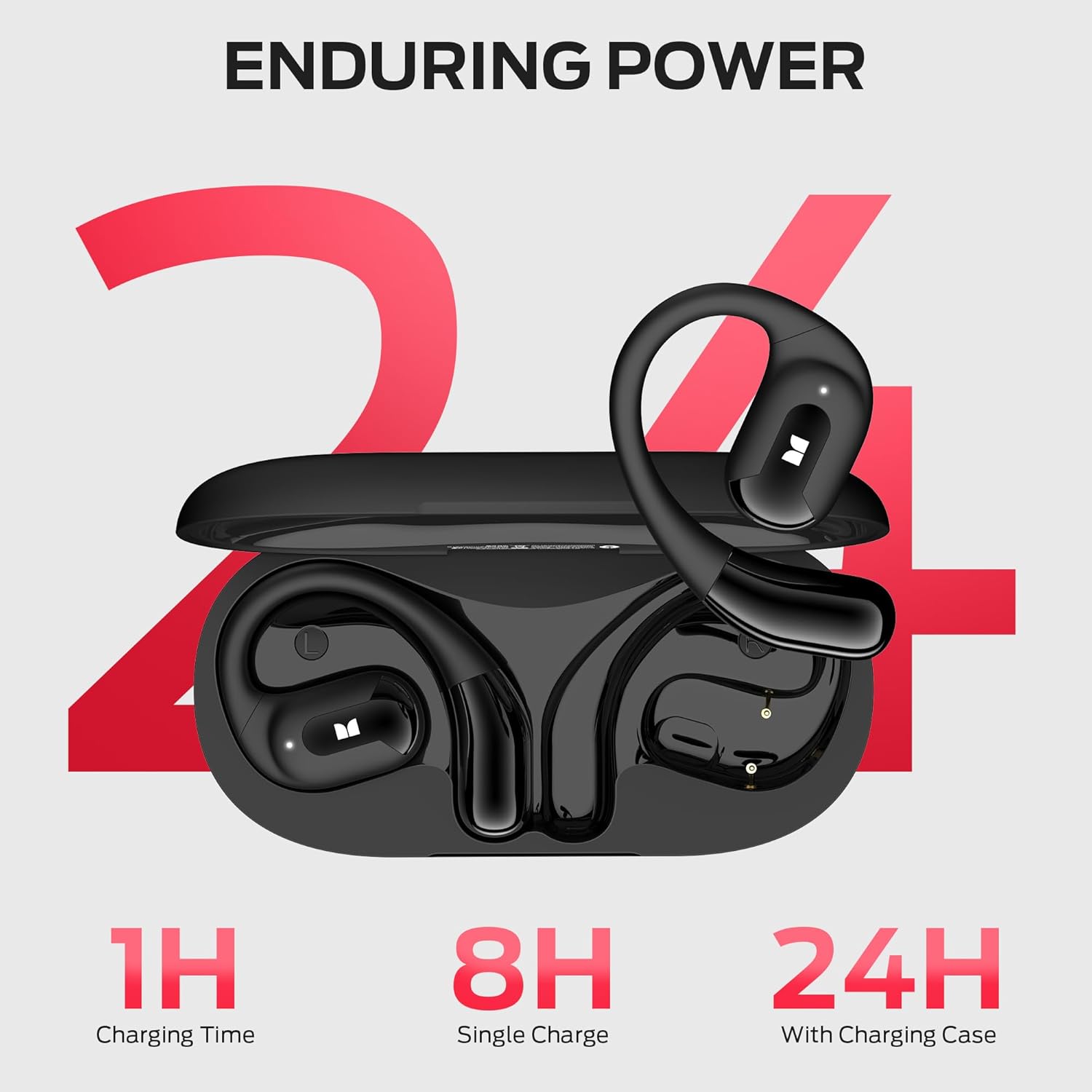 Monster Open Ear AC317 Headphones, Wireless Headphones with Premium Stereo, Bluetooth 5.4, 24H Playback, Crystal Clear Calls, USB-C Charging, Touch Control, Sweat Resistant Open Ear Wireless Earbuds