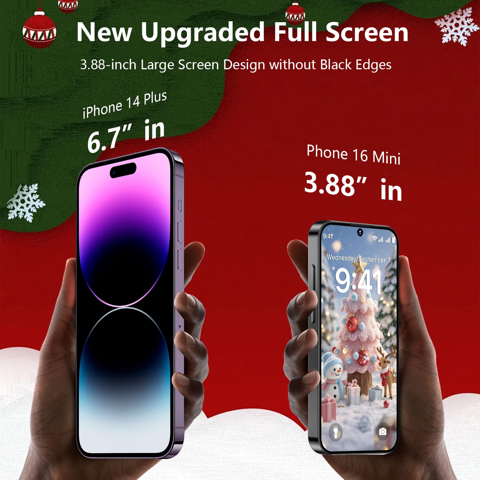 Mini Phone 3.0" HD Touch Screen Mini Smartphone World's Smallest Unlocked Android Compact Mobile Phone for Students Cell Phone App Download WiFi GPS Face lD 2GB+16GB Black