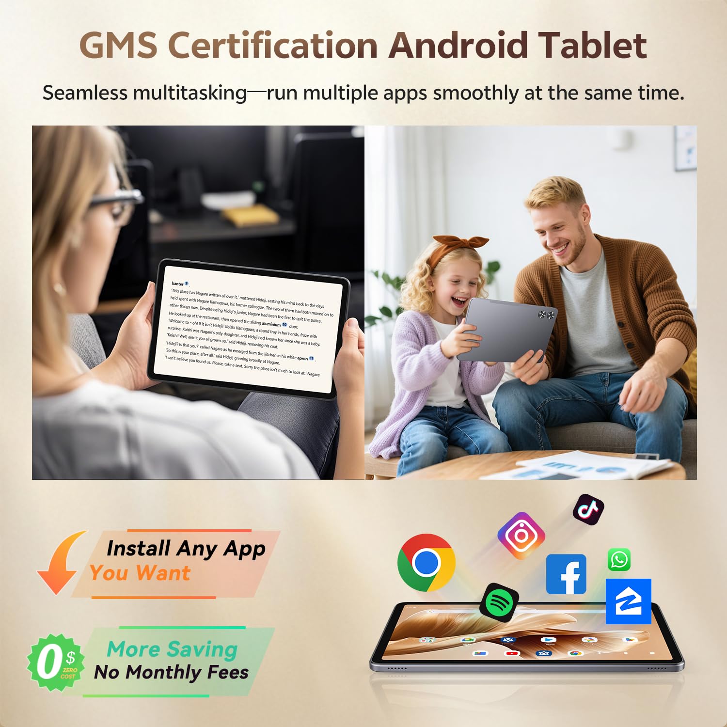 12 Inch Tablet, Android 16 Tablet 12 Inch Large Screen 2K Display, Octa-Core, 30GB RAM 128GB Storage 1TB Expandable, 13MP Dual Camera, 8800mAh, GPS, Dual Speakers, Face Unlock