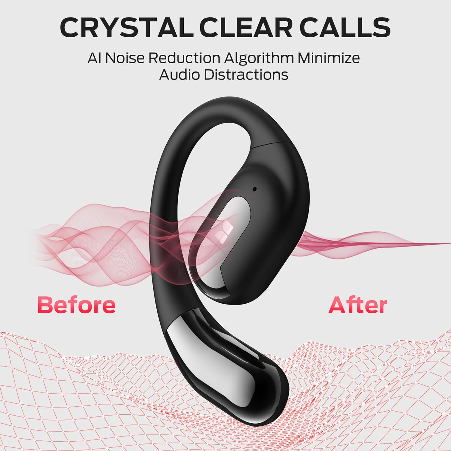 Monster Open Ear AC317 Headphones, Wireless Headphones with Premium Stereo, Bluetooth 5.4, 24H Playback, Crystal Clear Calls, USB-C Charging, Touch Control, Sweat Resistant Open Ear Wireless Earbuds
