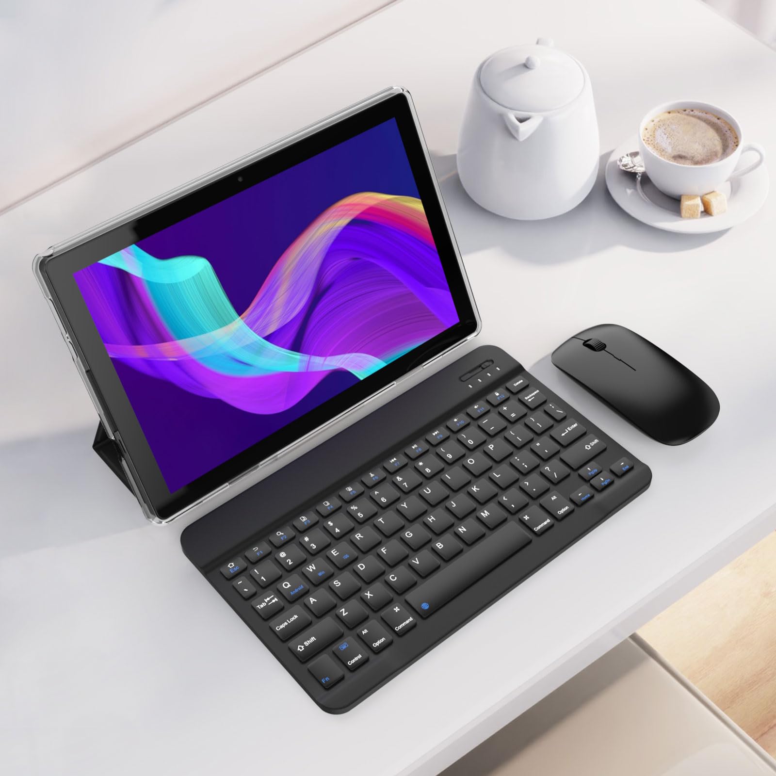 Tablet 10.1Inch Android 15.0, RAM 20GB(4+16Expand)+ROM 128GB, 6000mAh Battery, 2+8MP Dual Camera, 1280*800 IPS HD Touch Screen Tab PC Set with Keyboard+Mouse+Protective Case+Stylus (Black)