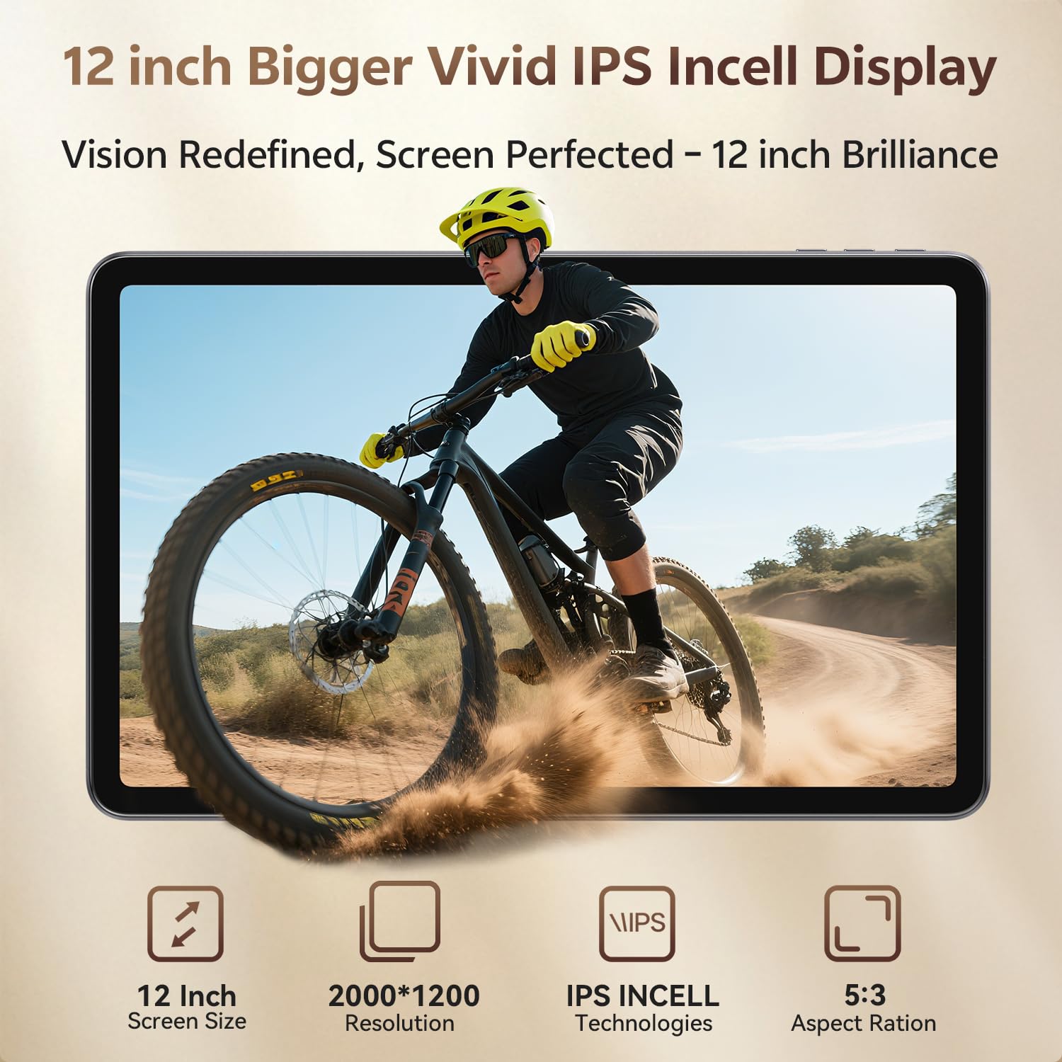 12 Inch Tablet, Android 16 Tablet 12 Inch Large Screen 2K Display, Octa-Core, 30GB RAM 128GB Storage 1TB Expandable, 13MP Dual Camera, 8800mAh, GPS, Dual Speakers, Face Unlock