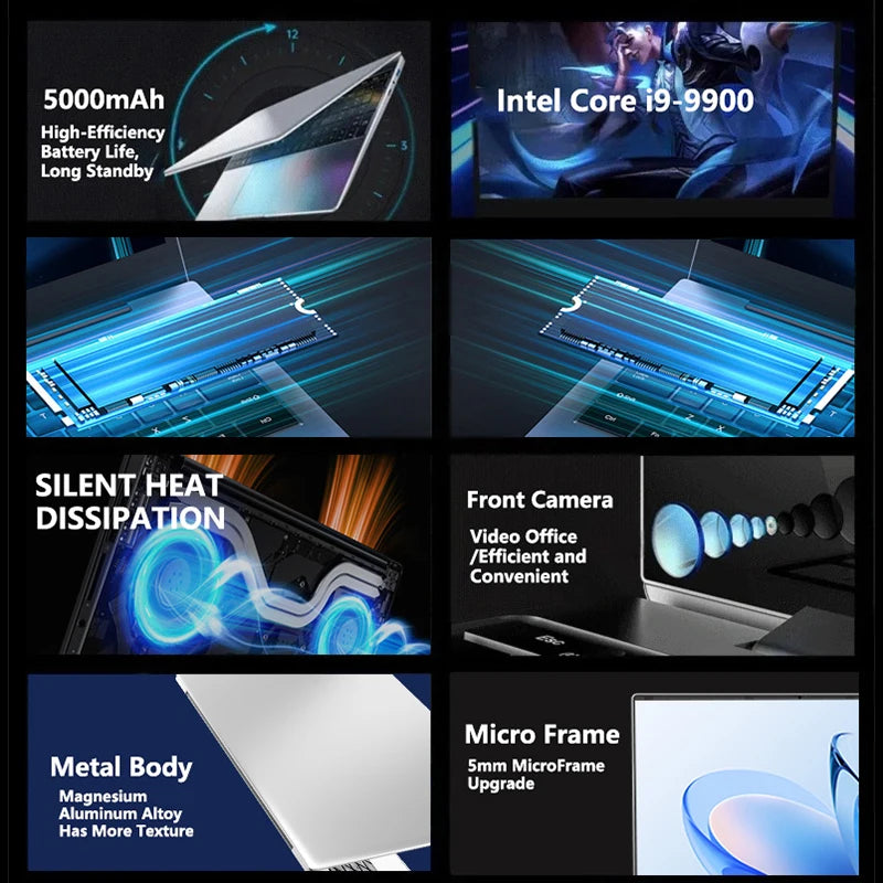 LENO 15.6" Laptop Intel Core i9 9900 32GB 2TB Windows11 Gaming Computer PC Gamer 5000mAh office Ultra Slim Notebook 1920*1080 HD