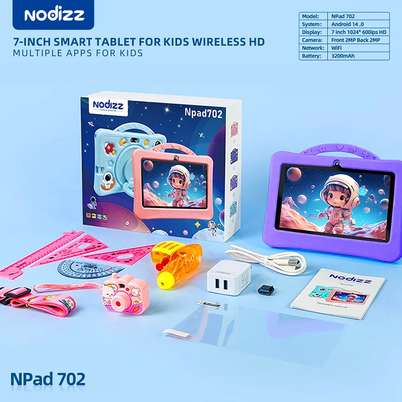 Kids Tablet 7-Inch Android 12 Tablet Specifically Designed For Children Learning Tablet With WiFi And Dual Cameras For Education