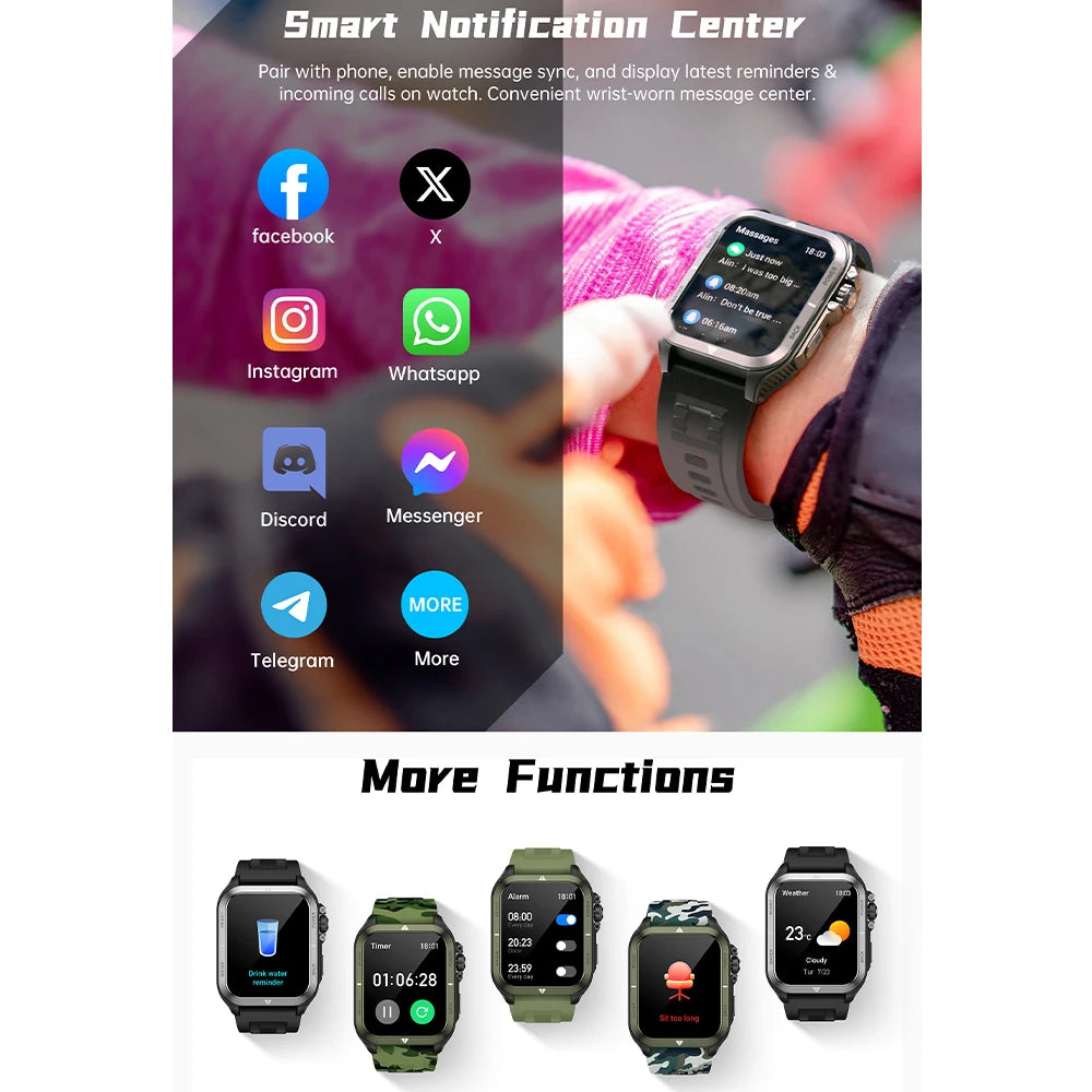 Smart Watch for Men Women 2026 New 1.83" with 100+ Sport Modes IP68 Waterproof Pedometer Heart Rate Monitor for Android iOS ﻿