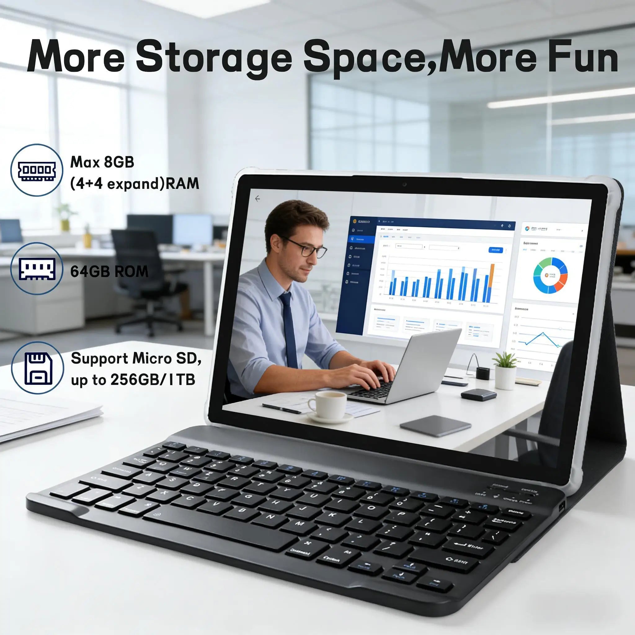 ANRY 10 Inch Tablet Android 15 8GB RAM 64GB ROM Octa Core 5000mAh Battery 1280 HD IPS WiFi Bluetooth Dual Camera GMS Tablet PC