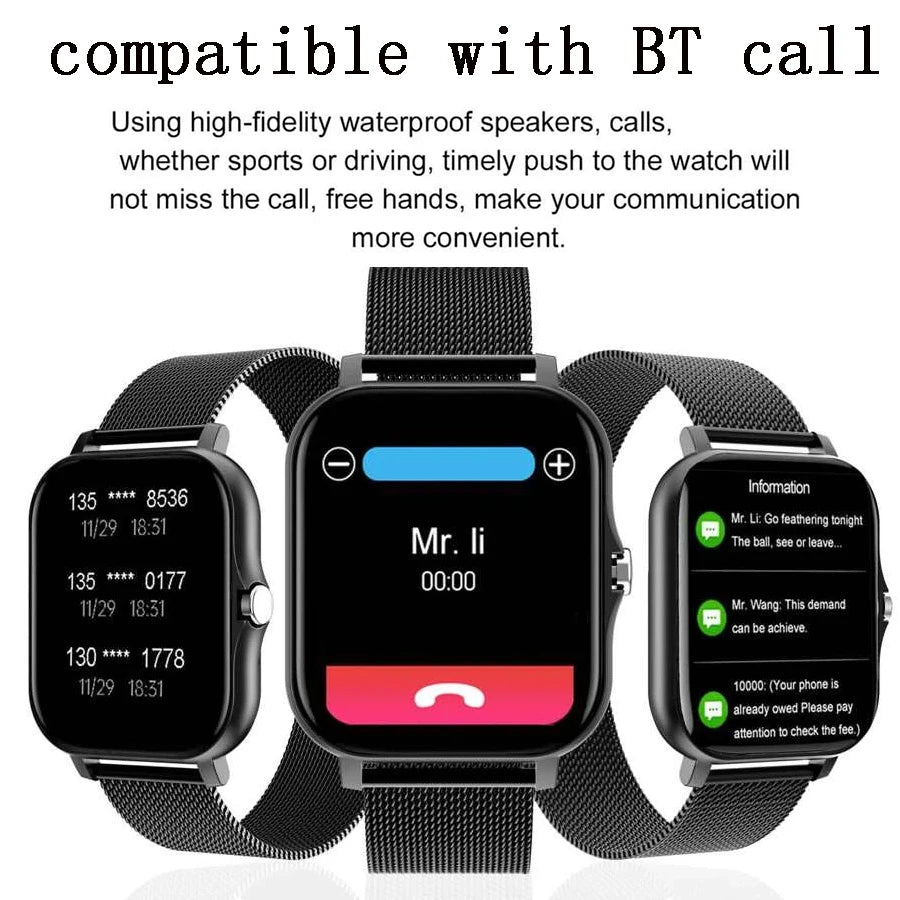 Smart Watch, Wireless Call/Dial, Multiple APP Reminders, Suitable for Men and Women, Sports Watch, Compatible with IPhone/Andrio