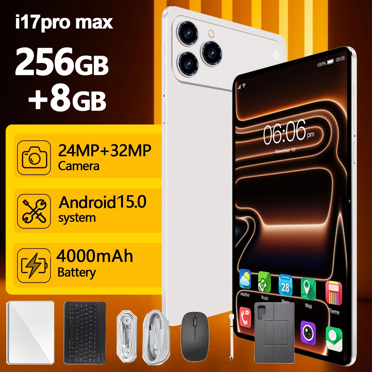 10.1-inch Android 15 tablet, 8GB RAM and 256GB storage, supports 2TB TF card, ultra-long battery life, supports dual SIM cards a