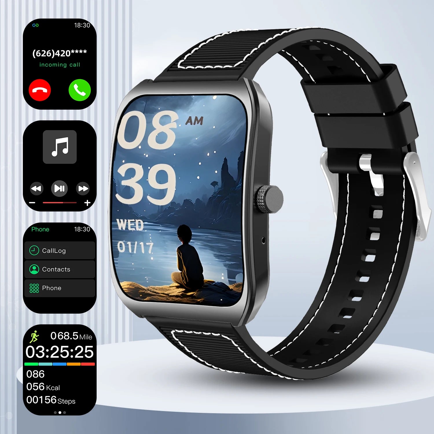 2025 NEW Smart Watch 1.85''Curved Screen BT5.4 Wireless Call Music Control Heart Rate/Sleep Monitoring  Remote Camera for Men