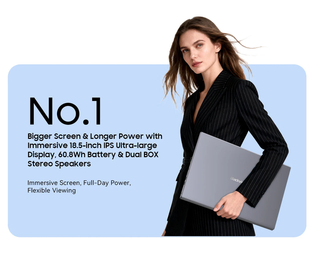 Blackview ACEBOOK 10 Laptop Computer 18.5" FHD 8000mAh Intel N150 Windows 11 16GB RAM 512GB BT5.2 WiFi 6  Desktop Notebook