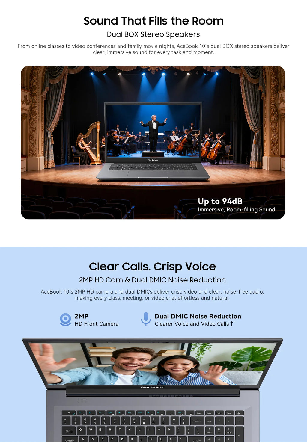 Blackview ACEBOOK 10 Laptop Computer 18.5" FHD 8000mAh Intel N150 Windows 11 16GB RAM 512GB BT5.2 WiFi 6  Desktop Notebook