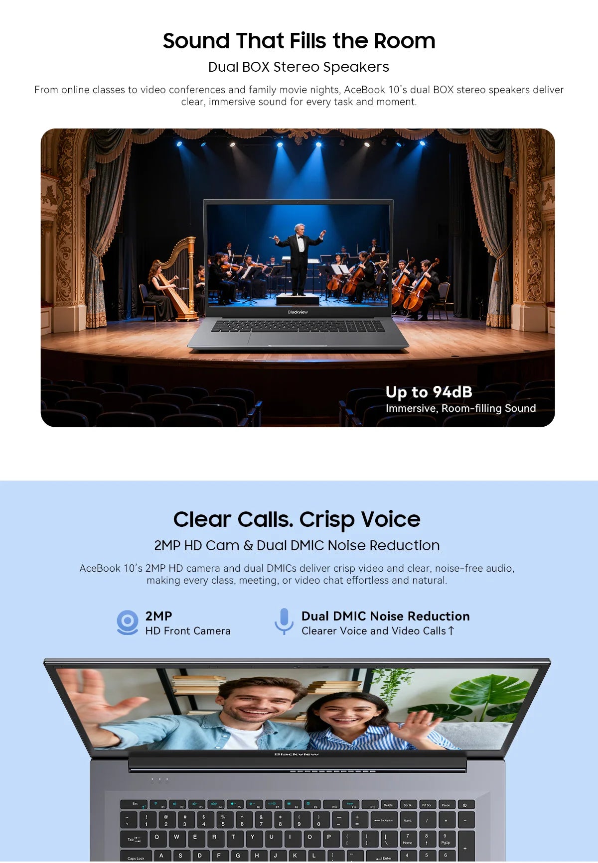 Blackview ACEBOOK 10 Laptop Computer 18.5" FHD 8000mAh Intel N150 Windows 11 16GB RAM 512GB BT5.2 WiFi 6  Desktop Notebook