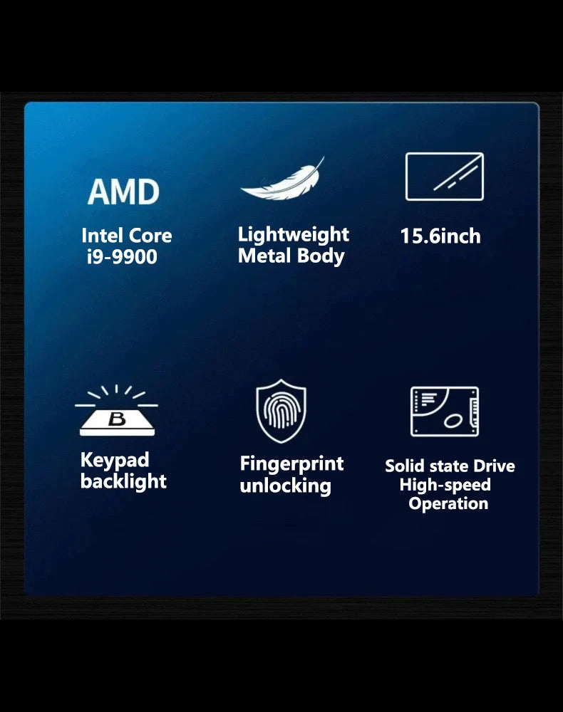 LENO 15.6" Laptop Intel Core i9 9900 32GB 2TB Windows11 Gaming Computer PC Gamer 5000mAh office Ultra Slim Notebook 1920*1080 HD