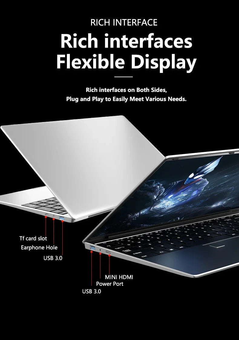 LENO 15.6" Laptop Intel Core i9 9900 32GB 2TB Windows11 Gaming Computer PC Gamer 5000mAh office Ultra Slim Notebook 1920*1080 HD