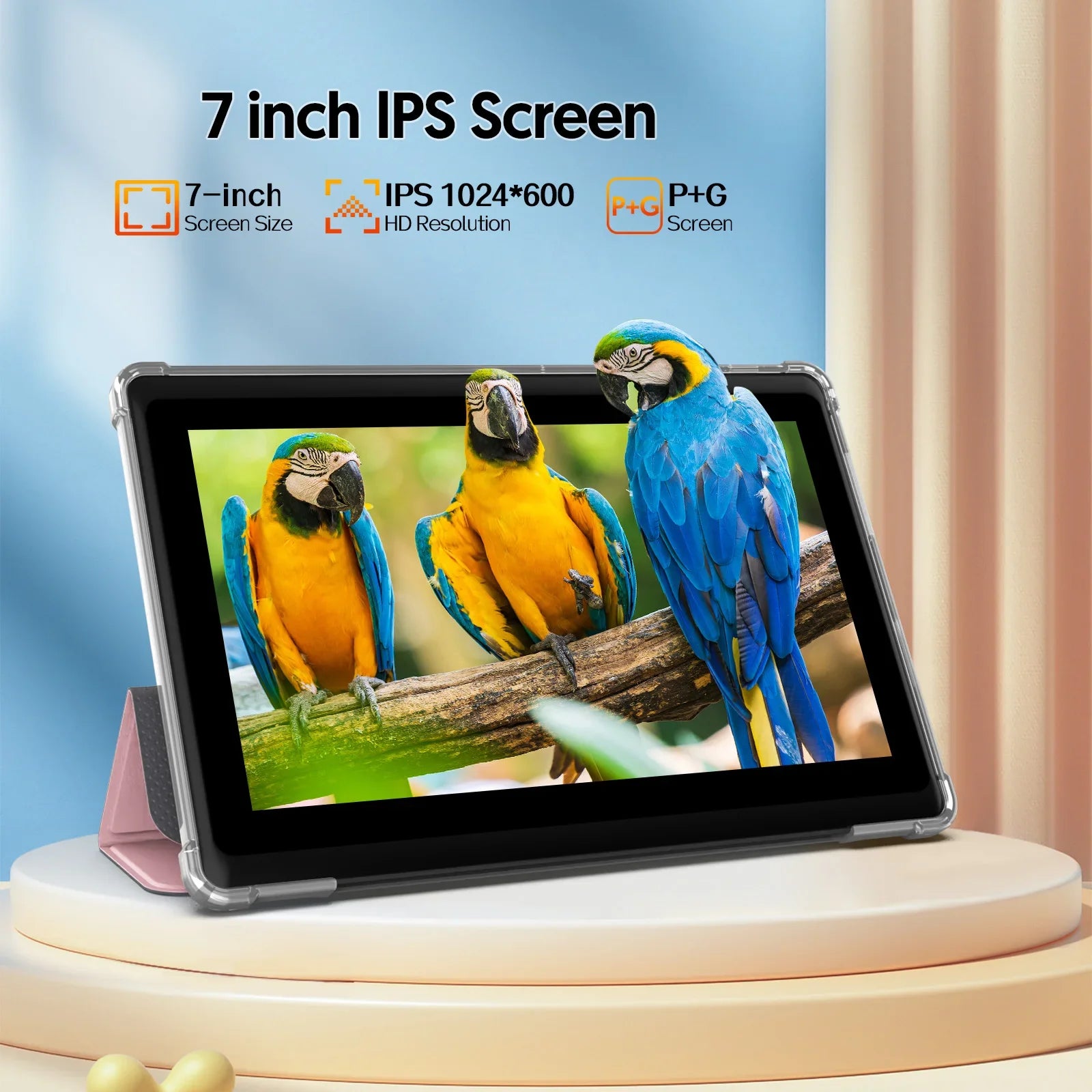7-inch Android 13 Tablet, 4 (2+2) GB RAM, 32GB storage, 3500mAh battery, HD 1024x600 IPS display, Dual cameras, WiFi, Bluetooth