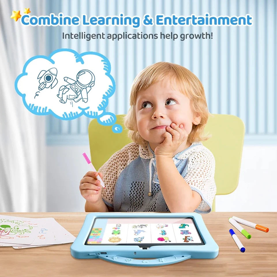 Kids Tablet 7-Inch Android 12 Tablet Specifically Designed For Children Learning Tablet With WiFi And Dual Cameras For Education