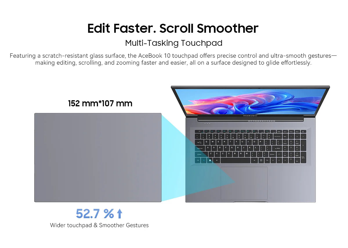 Blackview ACEBOOK 10 Laptop Computer 18.5" FHD 8000mAh Intel N150 Windows 11 16GB RAM 512GB BT5.2 WiFi 6  Desktop Notebook