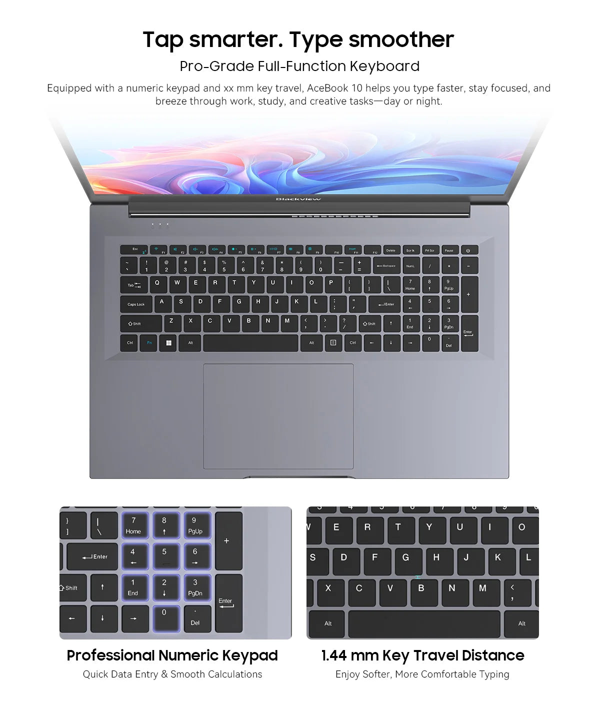 Blackview ACEBOOK 10 Laptop Computer 18.5" FHD 8000mAh Intel N150 Windows 11 16GB RAM 512GB BT5.2 WiFi 6  Desktop Notebook