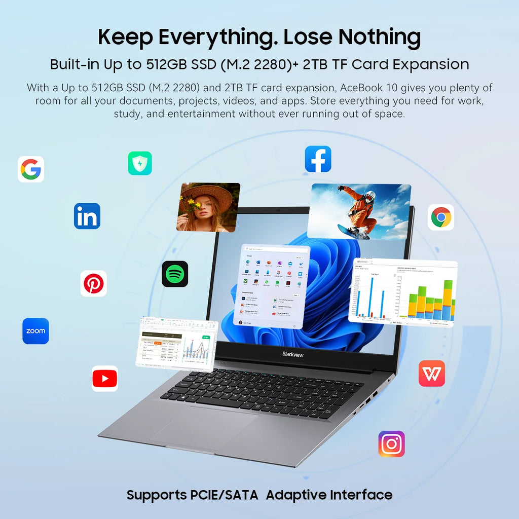 Blackview ACEBOOK 10 Laptop Computer 18.5" FHD 8000mAh Intel N150 Windows 11 16GB RAM 512GB BT5.2 WiFi 6  Desktop Notebook