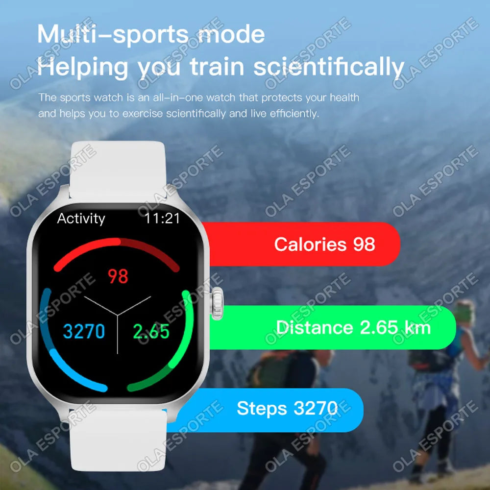 Smart Watch For Android IOS Watches 2.01inch HD Display Bluetooth Call Message Alert Music Sports Mode Smartwatch Men Women Gift