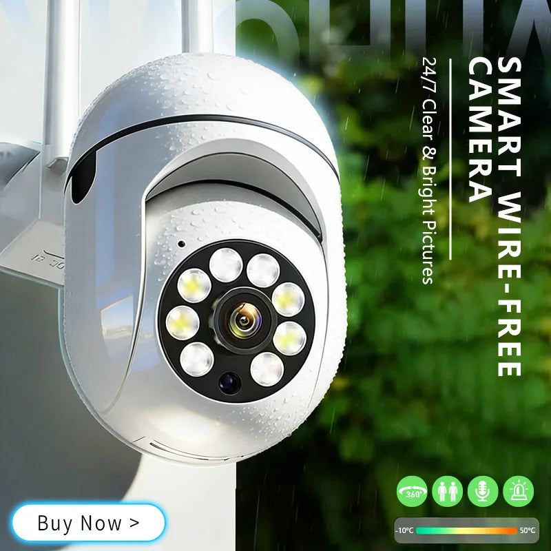 Smart Wireless WiFi Security Camera, 360° PTZ Outdoor Camera with 24/7 HD Night Vision, Waterproof IP Camera for Home Security