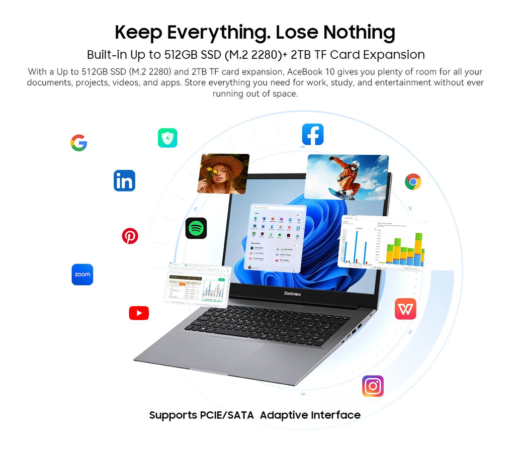 Blackview ACEBOOK 10 Laptop Computer 18.5" FHD 8000mAh Intel N150 Windows 11 16GB RAM 512GB BT5.2 WiFi 6  Desktop Notebook