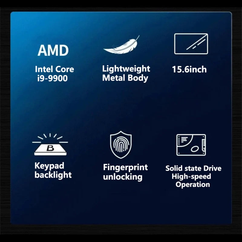 LENO 15.6" Laptop Intel Core i9 9900 32GB 2TB Windows11 Gaming Computer PC Gamer 5000mAh office Ultra Slim Notebook 1920*1080 HD