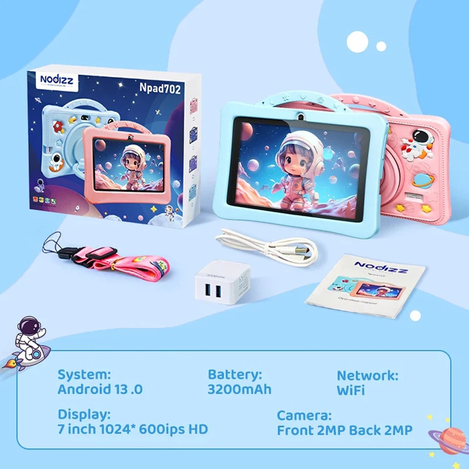Kids Tablet 7-Inch Android 12 Tablet Specifically Designed For Children Learning Tablet With WiFi And Dual Cameras For Education