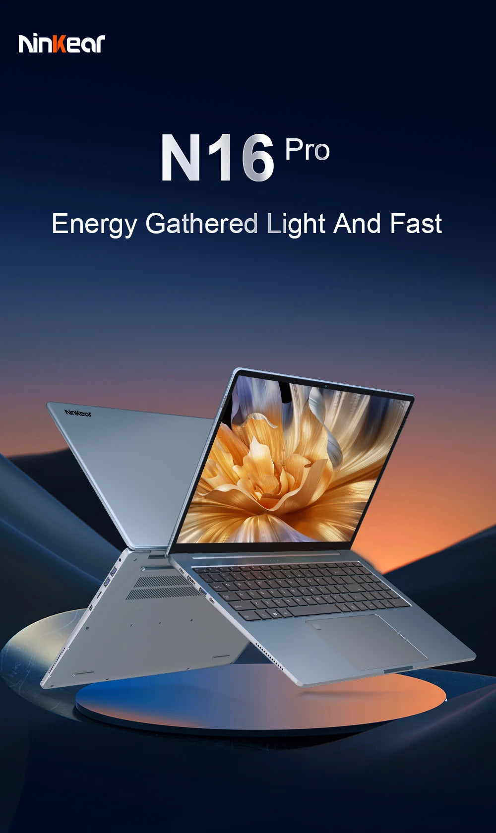 Ninkear N16PRO Laptop 16GB DDR4+1TB SSD Intel i7-12700H 16‘’ 2.5K IPS 120Hz Gaming Computer Fingerprint Unlock Notebook WiFi 6