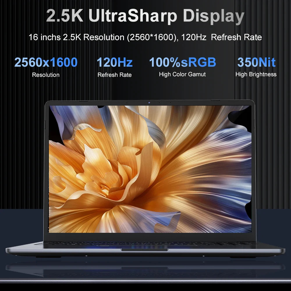 Ninkear N16PRO Laptop 16GB DDR4+1TB SSD Intel i7-12700H 16‘’ 2.5K IPS 120Hz Gaming Computer Fingerprint Unlock Notebook WiFi 6