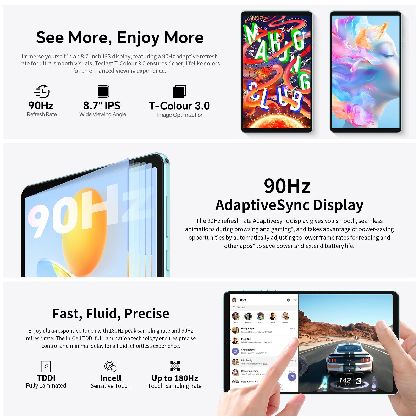 Teclast P50 Mini Tablet Android 15 8.7" IPS 90Hz 12GB(4GB+8GB Expansion)RAM 128GB ROM T606 8-Core 5000mAh GPS Widevine L1 Type-C