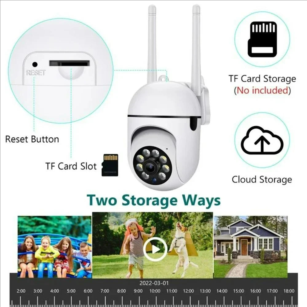 Smart Wireless WiFi Security Camera, 360° PTZ Outdoor Camera with 24/7 HD Night Vision, Waterproof IP Camera for Home Security