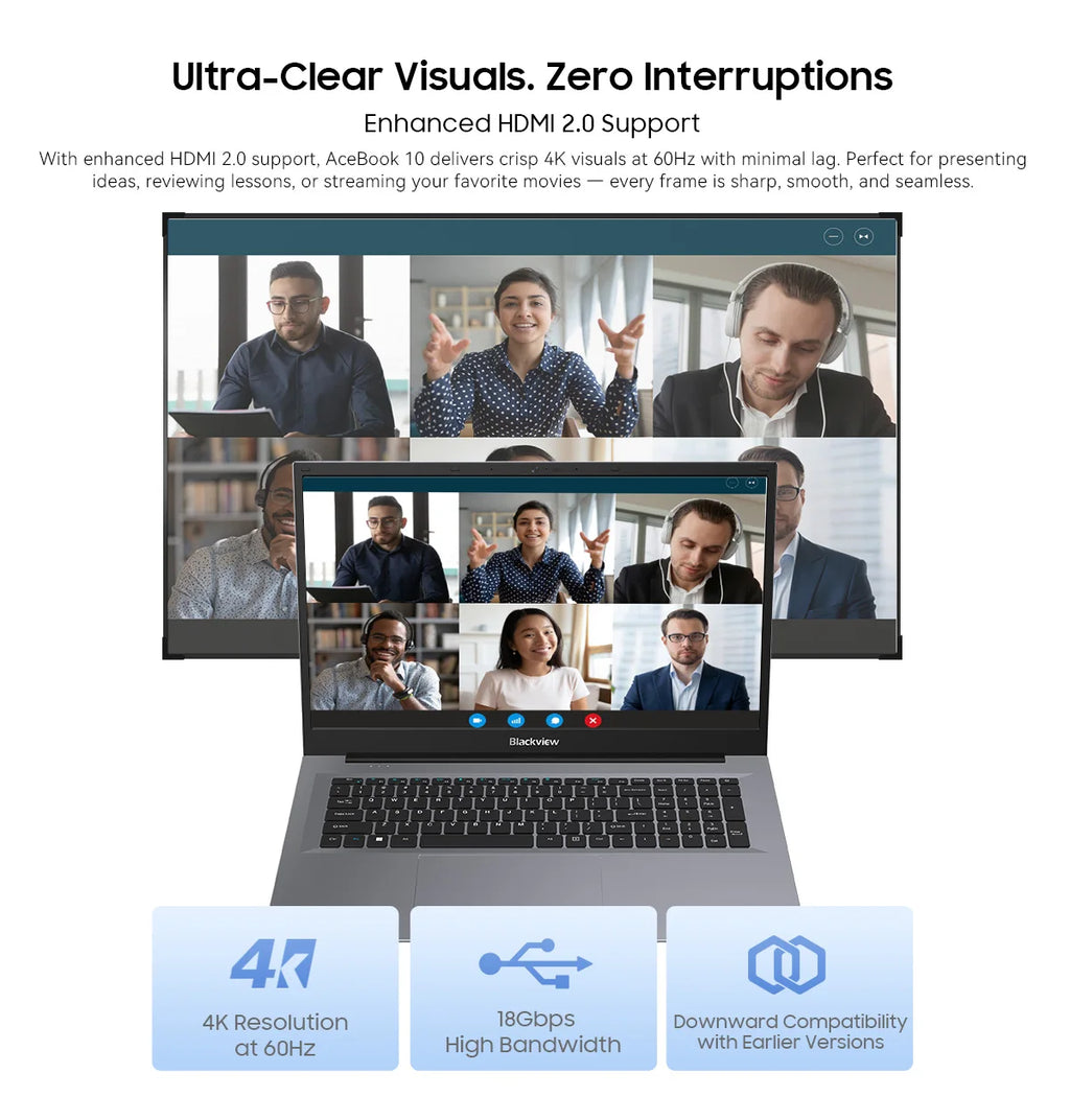 Blackview ACEBOOK 10 Laptop Computer 18.5" FHD 8000mAh Intel N150 Windows 11 16GB RAM 512GB BT5.2 WiFi 6  Desktop Notebook