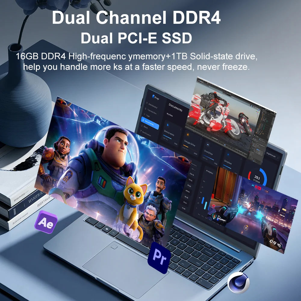 Ninkear N16PRO Laptop 16GB DDR4+1TB SSD Intel i7-12700H 16‘’ 2.5K IPS 120Hz Gaming Computer Fingerprint Unlock Notebook WiFi 6