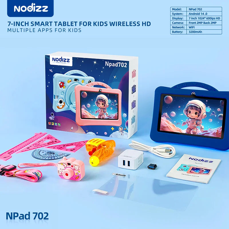 Kids Tablet 7-Inch Android 12 Tablet Specifically Designed For Children Learning Tablet With WiFi And Dual Cameras For Education