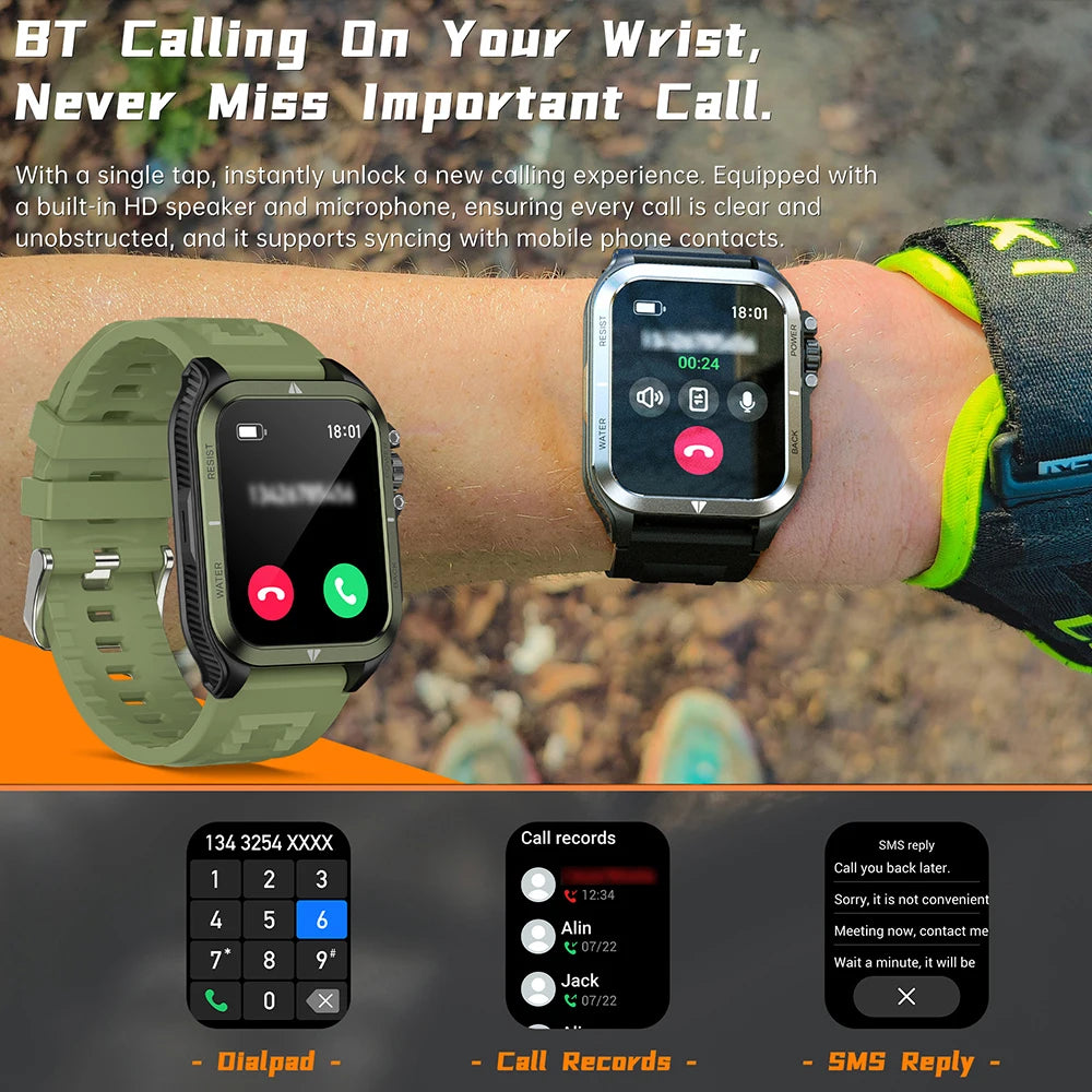 Smart Watch for Men Women 2026 New 1.83" with 100+ Sport Modes IP68 Waterproof Pedometer Heart Rate Monitor for Android iOS ﻿